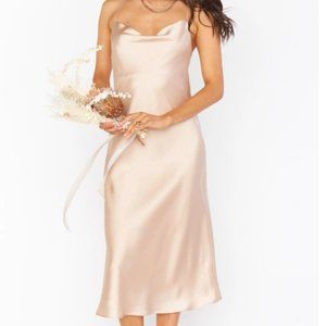 Show Me Your Mumu Verona Cowl Dress - Champagne Luxe Satin - Size Medium